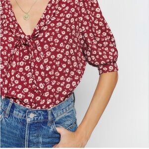 Reformation red floral Joelle blouse